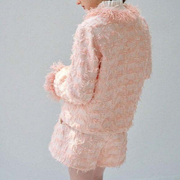 Pink Preppy Women's Faux Fur Patchwork Pocket Elegant Long Sleeve Regular Coat - Picture 2 of 5